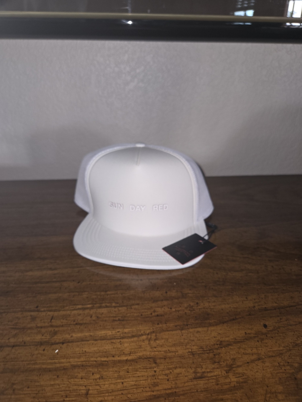 SUN DAY RED White Trucker Cap - Breathable Mesh Snapback
